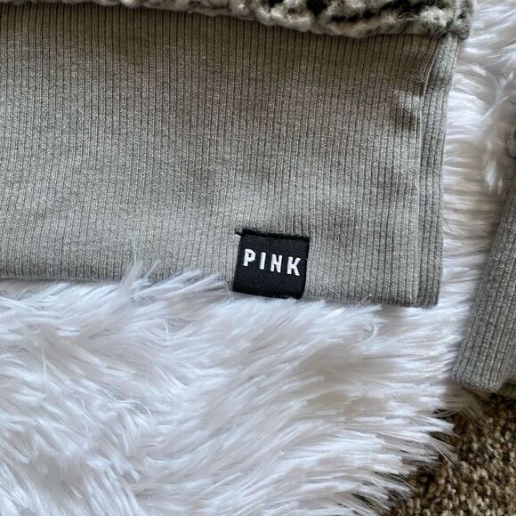 Victoria’s Secret PINK Pullover Sherpa Quarter Zip Top Crop New Women Size Small - Picture 4 of 7